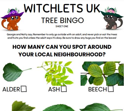 #30dayswild Day 1 – Tree Bingo Sheet